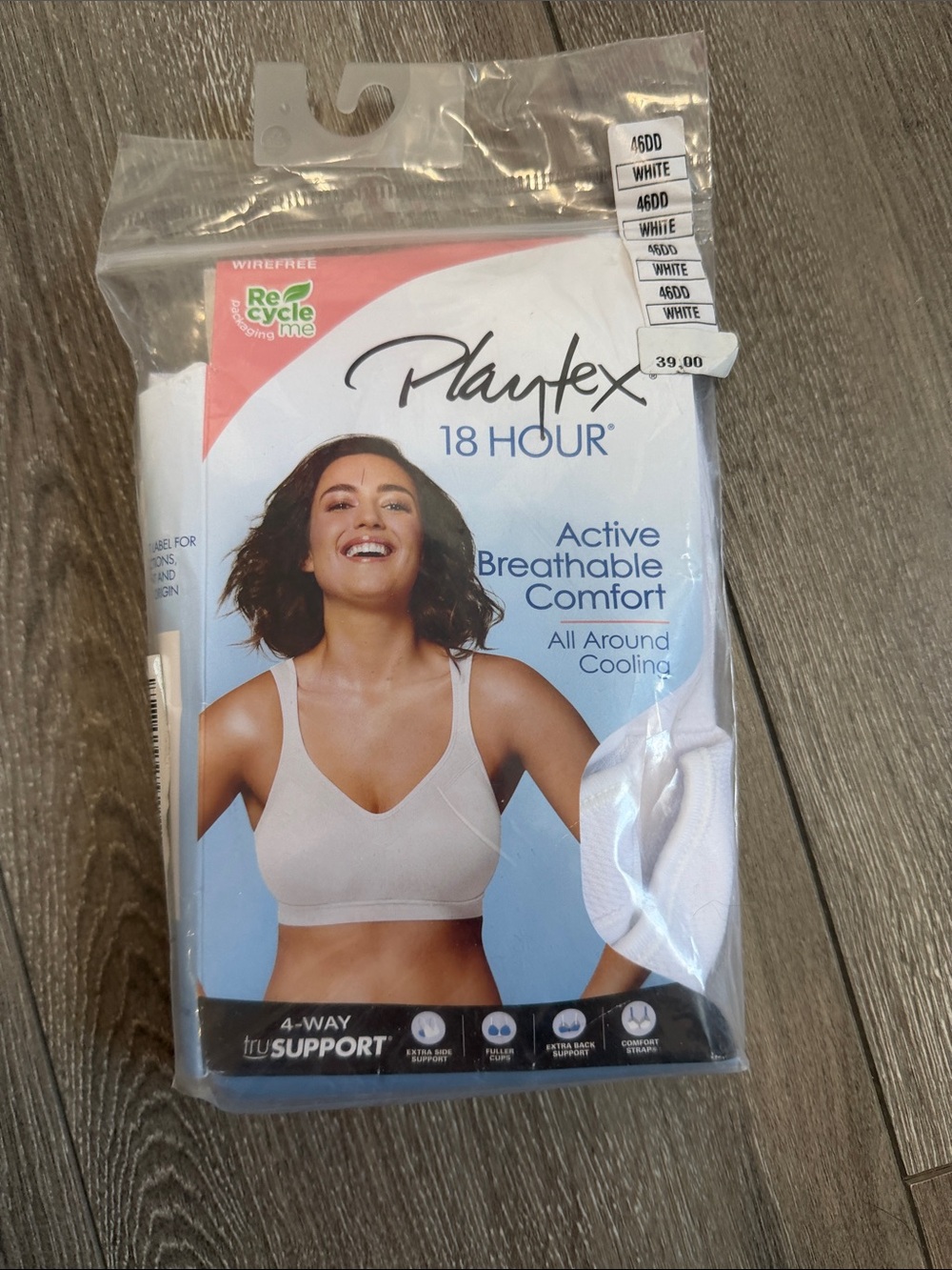 Playtex 18 Hour Wirefree Bra in White - Active Breathable Comfort